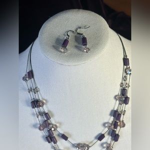 Purple necklace and earrings
